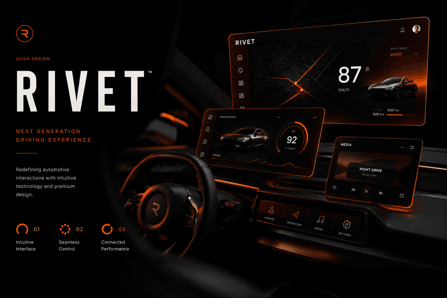 RIVET®: Immersive multimedia experience showcasing next-gen automotive engineering.